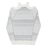 GUESS Womens White Patterned Jumper Cold Shoulder Round Neck Chunky Knit XS