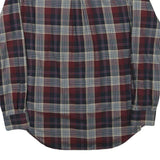 TOMMY HILFIGER Mens Maroon & Grey Checked Shirt L Long Sleeve Cotton Blend