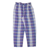 PRINGLE Womens Cotton Blend Purple Blue Check Relaxed Tapered Trousers W28 L27