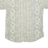 CASUAL LINE Mens Cream & Grey Pattern Shirt M Short Sleeve Button Up Casual Wear