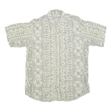 CASUAL LINE Mens Cream & Grey Pattern Shirt M Short Sleeve Button Up Casual Wear