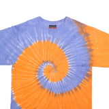 BRICKYARD Mens Blue & Orange Tie Dye T-Shirt L Short Sleeve Crew Neck Spiral