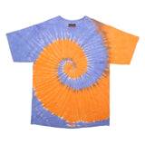 BRICKYARD Mens Blue & Orange Tie Dye T-Shirt L Short Sleeve Crew Neck Spiral