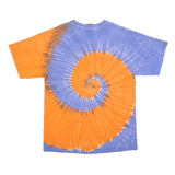 BRICKYARD Mens Blue & Orange Tie Dye T-Shirt L Short Sleeve Crew Neck Spiral