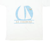 BEACH CLUB Mens White St. Thomas Sailboat Graphic T-Shirt L Short Sleeve Crew