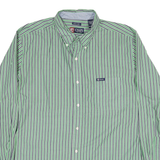 CHAPS Mens Green & White Stripe Shirt XL Button Down Classic Fit Casual