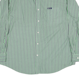 CHAPS Mens Green & White Stripe Shirt XL Button Down Classic Fit Casual