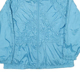 TRIPLES Womens Blue Nylon Jacket M Zip Lightweight Casual