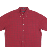 NAUTICA Mens Red Check Shirt L Button Down Casual Cotton Summer