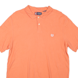 CHAPS Mens Orange Polo Shirt Short Sleeve Plain L Cotton Blend Classic Casual