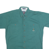 CHAPS Mens Green Cotton Short Sleeve Shirt M Button Down Casual
