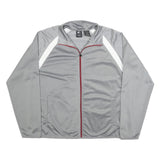STARTER Mens Grey & White Track Jacket L Polyester Blend Zip Athletic Style