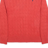 POLO RALPH LAUREN Boys Red Cable Knit Cotton Jumper Crew Neck L Classic Style