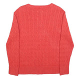 POLO RALPH LAUREN Boys Red Cable Knit Cotton Jumper Crew Neck L Classic Style