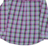 CHAPS Mens Purple & Green Plaid Cotton Blend Shirt M Button-Down Collar Long