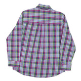 CHAPS Mens Purple & Green Plaid Cotton Blend Shirt M Button-Down Collar Long