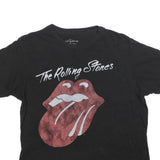 THE ROLLING STONES Mens Black Graphic T-Shirt L Short Sleeve Crew Neck Band