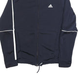 ADIDAS Womens Navy & White Track Jacket S Polyester Blend Zip Casual Sportswear