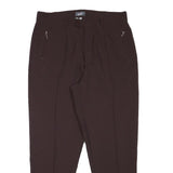 LINEAV Womens Relaxed Brown Polyester Blend Trousers W34 L28 Zip Closure