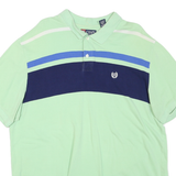 CHAPS Mens Green & Blue Plain Polo Shirt 2XL Cotton Blend Casual Short Sleeve