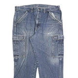 DICKIES Mens Regular Blue Denim Straight Jeans W38 L30 Workwear Pocket Zip