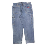 DICKIES Mens Regular Blue Denim Straight Jeans W38 L30 Workwear Pocket Zip