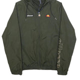 ELLESSE Womens Green Zip Hooded Jacket XS Polyester Blend Logo Print