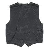 CUIR COUNTY Mens Black Leather Button Jacket L Polyester Blend Plain Waistcoat