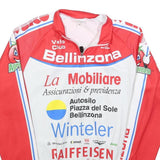 BERGAMO Mens Red & White Vintage Graphic Long Sleeve Crew Neck Cycling T-Shirt M