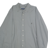 RALPH LAUREN Mens Grey XL Plain Cotton Shirt Classic Button-Down Collar Long