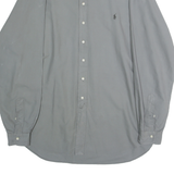 RALPH LAUREN Mens Grey XL Plain Cotton Shirt Classic Button-Down Collar Long