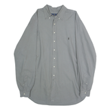 RALPH LAUREN Mens Grey XL Plain Cotton Shirt Classic Button-Down Collar Long