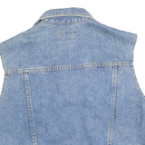TEAM TACTICS Womens Blue Denim Sleeveless Button Jacket L Cotton Vest Style