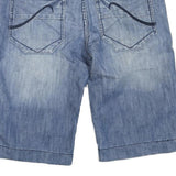 Mens Blue Casual Denim Style Cotton Blend Shorts M W32 Pocket Detail