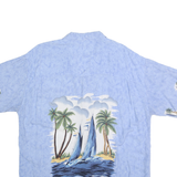 SPLATT Mens Blue Rayon Shirt XL Tropical Sailboat Print Summer Beachwear