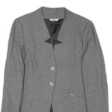 LIU JO Womens Grey Wool Blend Tailored Jacket S Buttoned Pocketed Plain