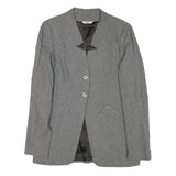 LIU JO Womens Grey Wool Blend Tailored Jacket S Buttoned Pocketed Plain