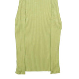 Womens Green Plain Pullover Jumper Rib Knit XXS Stretchy Turtleneck Lightweight