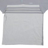 CALVIN KLEIN Mens Grey & Light Grey Striped Short Sleeve Polo Shirt M Casual