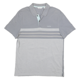 CALVIN KLEIN Mens Grey & Light Grey Striped Short Sleeve Polo Shirt M Casual