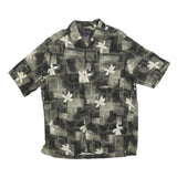 AXCESS Mens Black & Grey Floral Cotton Blend Casual Shirt M Summer Style