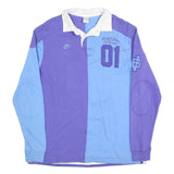 NIKE Mens Purple & Blue Long Sleeve Number 01 Rugby Polo Shirt XL Sportwear