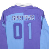 NIKE Mens Purple & Blue Long Sleeve Number 01 Rugby Polo Shirt XL Sportwear