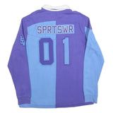 NIKE Mens Purple & Blue Long Sleeve Number 01 Rugby Polo Shirt XL Sportwear