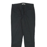 STEFANEL Womens Cotton Blend Black Slim Straight Trousers W28 L27 Classic Zip