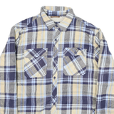 DRAVUS Mens Blue Beige Check Button Jacket L Cotton Blend Casual Long Sleeve