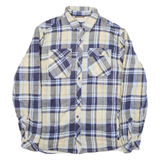 DRAVUS Mens Blue Beige Check Button Jacket L Cotton Blend Casual Long Sleeve
