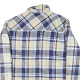 DRAVUS Mens Blue Beige Check Button Jacket L Cotton Blend Casual Long Sleeve