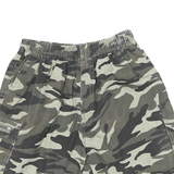 Mens Camouflage Cargo Shorts Cotton Blend XL W28 Elastic Waist Pockets