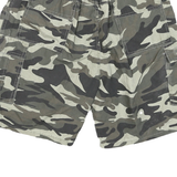 Mens Camouflage Cargo Shorts Cotton Blend XL W28 Elastic Waist Pockets